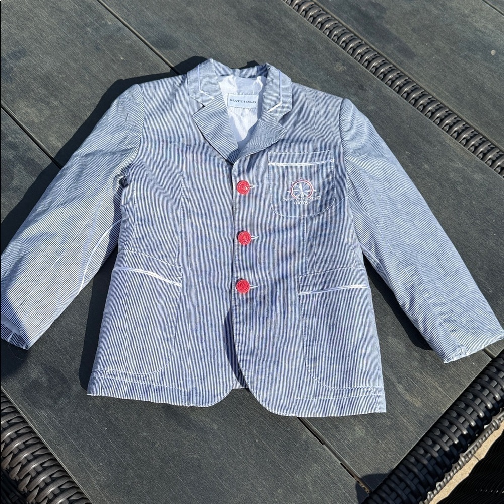 Mattiolo Boys Striped Blue and White Blazer Jacket